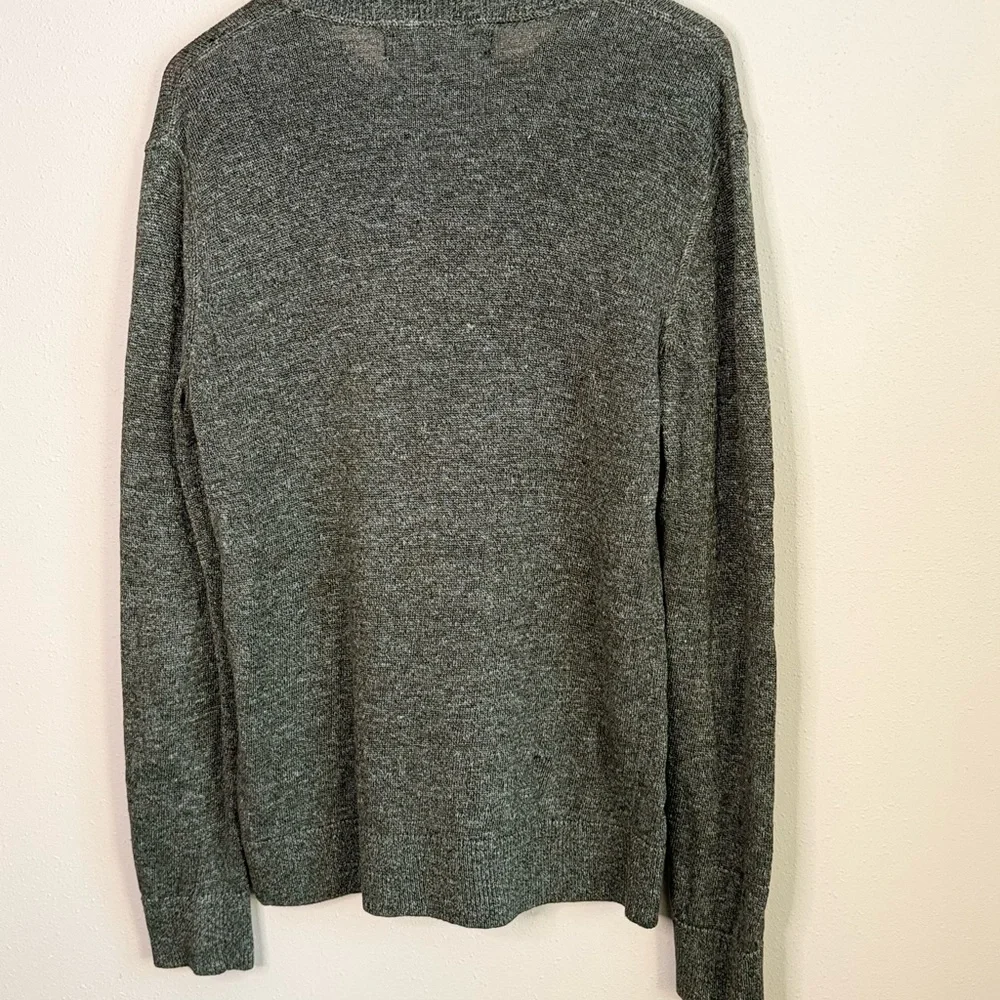Banana Republic Italian Linen Sweater Mens L Tall Olive Green Lightweight Knit